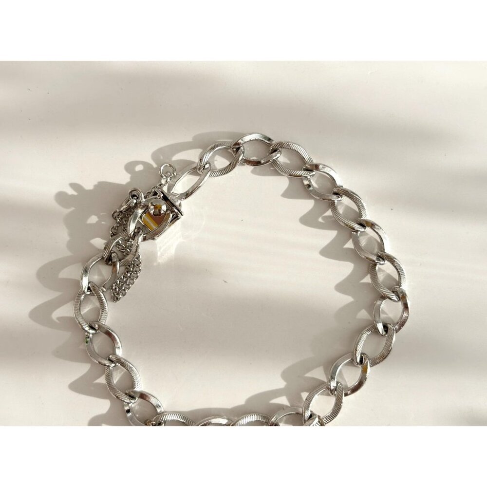 Koscot Designer Sterling Silver 925 Chainlink Multi Charmed Chunky Bracelet - 7" - Picture 13 of 14